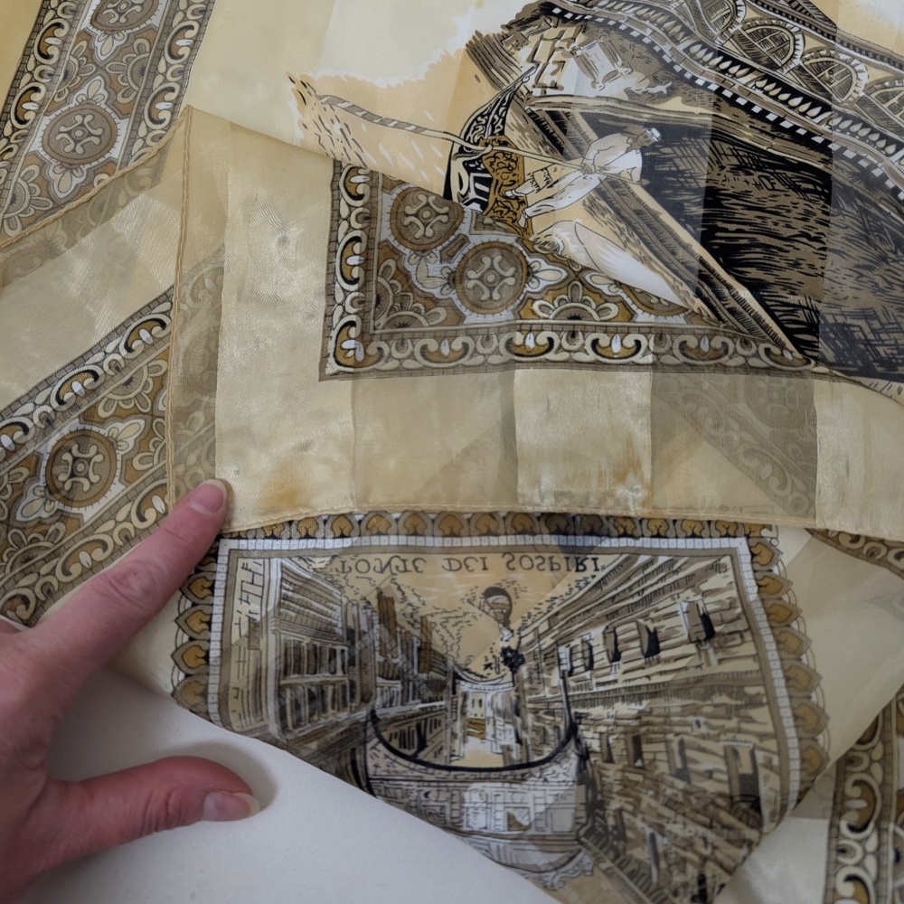 Venezia Large Square Scarf Satin Map Italy Shiny Vintage - Picture 12 of 15